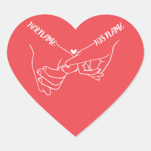  handjes houden Paar houden van Valentijn Hart Sticker
