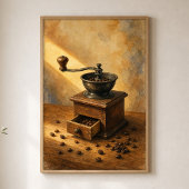 Handkoffiemolen & Koffiebonen Aquarel Poster