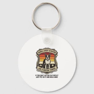 Handle elke situatie Boston Terrier Hond Zonsonder Sleutelhanger