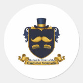Handlebar Moustache Gentleman's Round Sticker (Devant)