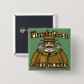 Handlebar Mustache Gentleman Vierkante Button 5,1 Cm (Voorkant /achterkant)