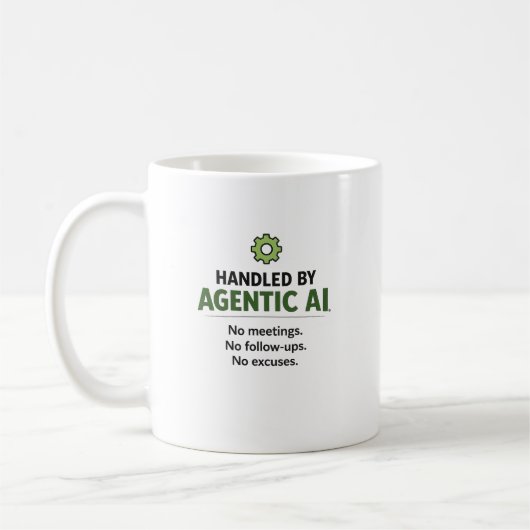 Handled by Agentic AI Funny Tech Coffee Mug Koffiemok (Links)