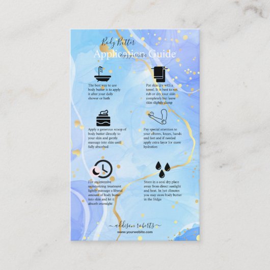 Handleiding voor applicatie voor body Butter Visitekaartje (Voorkant)