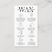 Handleiding Wax Aftercare Instructions Minimalist  Visitekaartje (Voorkant)