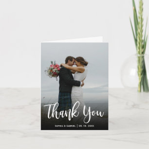 Handletteren Elegante Trouwfoto Dankjewel  Bedankkaart