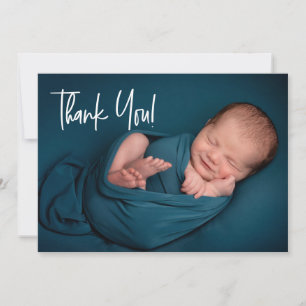 Handlettering Baby Boy Foto baby shower bedankt Aankondiging
