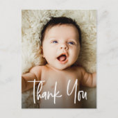 Handlettering Baby Foto Moderne Geboorte Dank je  Briefkaart (Voorkant)