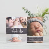 Handlettering Fotocollage Baby shower Bedankkaart (Staand voorkant)