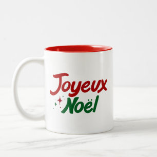 Handlettering 'Joyeux Noël' Tweekleurige Koffiemok