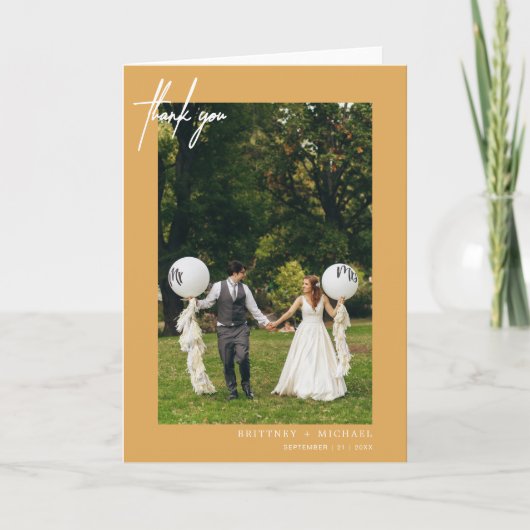 Handlettering Modern Geel Bedankkaart (Voorkant)