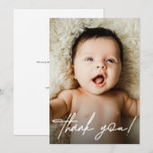 Handlettering Modern Script Baby shower Foto Bedankkaart (Voorkant / Achterkant)