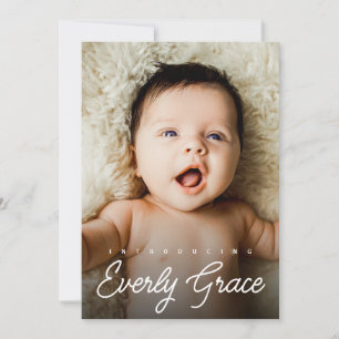 Handlettering Naam Custom Baby Meisje foto geboort Kaart