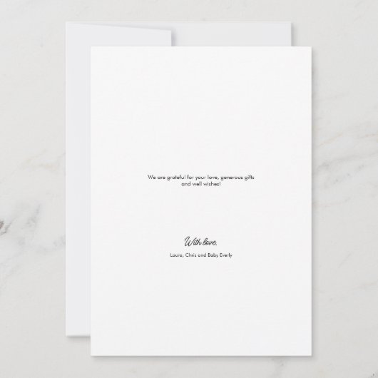 Handlettering Naam Foto Baby shower Dank u Aankondiging (Achterkant)