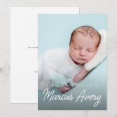 Handlettering Naam Verticale Foto Baby Boy Aankondiging (Voorkant / Achterkant)