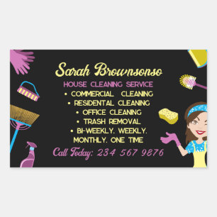 Handlettering Schoonmaak Huishoudster Rechthoekige Sticker