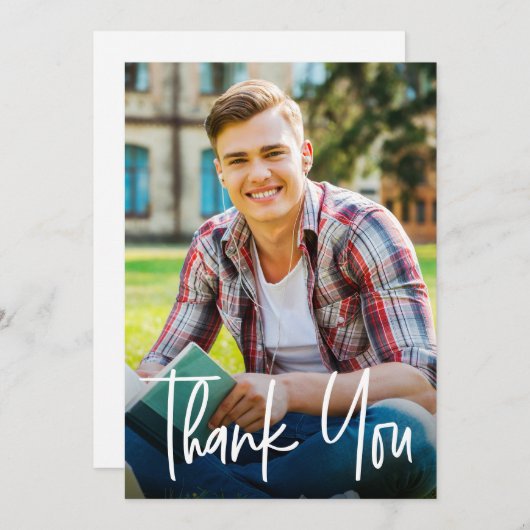 Handlettering Script Afstuderen Foto Afstuderen Bedankkaart (Voorkant / Achterkant)