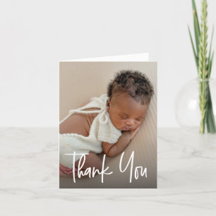 Handlettering script Custom Photo Baby shower Bedankkaart