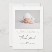 Handlettering Script Dank u Baby Foto Geboorte Aankondiging (Achterkant)