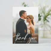 Handlettering script Eenvoudige moderne bruiloft f Bedankkaart (Staand voorkant)