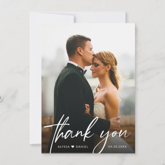 Handlettering script Eenvoudige moderne bruiloft f Bedankkaart (Voorkant)