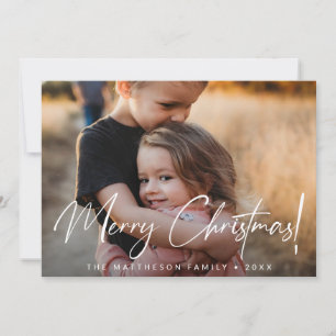 Handlettering script Merry Kerstfoto Modern Feestdagenkaart