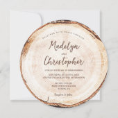 Handlettering Script Wood Slice Rustic Wedding Kaart (Voorkant)
