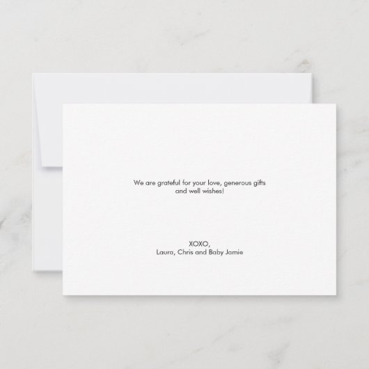 Handlettering small Custom photo Baby shower Bedankkaart (Achterkant)