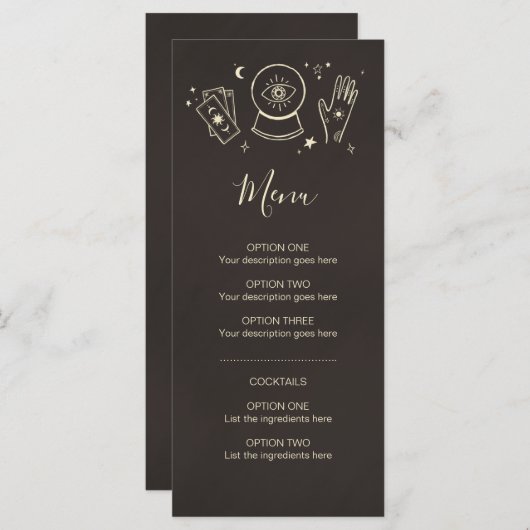 Handlijnkunde Hekserij Halloween-feest cocktailmen Menu (Voorkant / Achterkant)