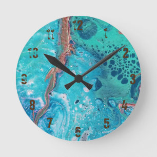 Handmade abstract painting - Kook Art - Wall Clock Ronde Klok