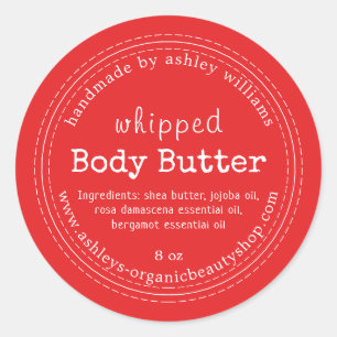 Handmade Body Butter Organic Business Bright Red Ronde Sticker