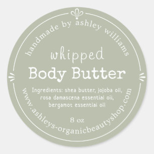 Handmade Body Butter Organic Business Green Ronde Sticker