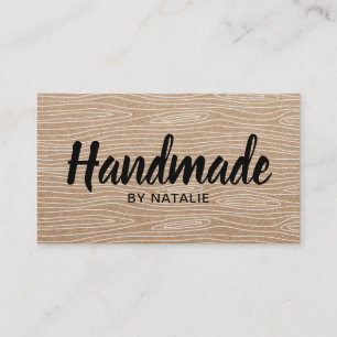 Handmade Bold Text Minimalist Rustic Wooden Visitekaartje
