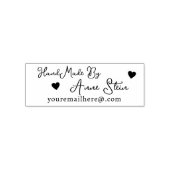 Handmade by (custom text) + name black&white  zelfinktende stempel (Design)