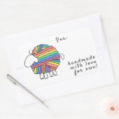 "Handmade by" Rainbow Yarn Sheep Rechthoekige Sticker (Envelop)