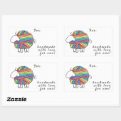 "Handmade by" Rainbow Yarn Sheep Rechthoekige Sticker (Vel)