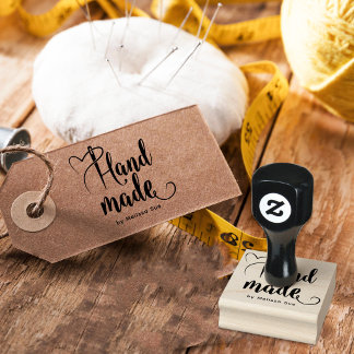 Handmade By Script | Heart Needle Calligraphy  Rubberstempel
