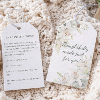 Handmade Care Instructions Lilies Hang Tag Cadeaulabel
