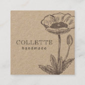 Handmade Flower Logo Kraft Vierkante Visitekaartje (Voorkant)