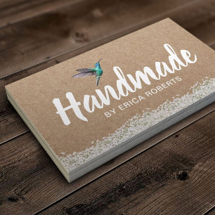 Handmade Gift Rustic Kraft Hummingbird Floral Visitekaartje