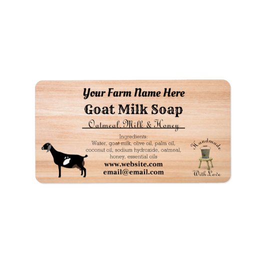 Handmade Goat Milk Soap Label - Nubian Dairy Goats (Voorkant)