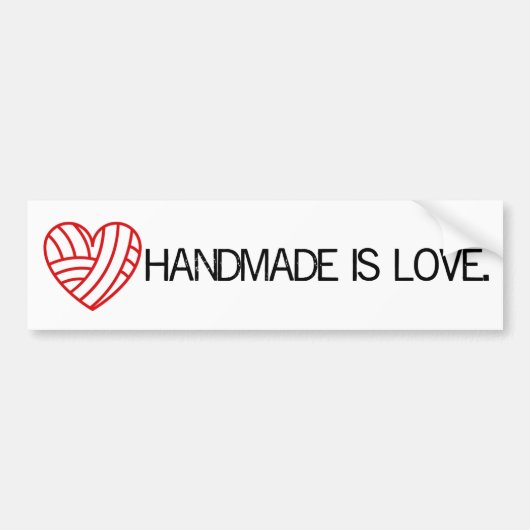 Handmade is Love Yarn Heart Crafts Bumpersticker (Voorkant)