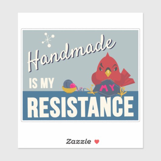 Handmade is My Resistance-Blue Rectangle sticker (Feuille)