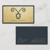 Handmade Jewelry Modern Navy Blue & Faux Gold Foil Visitekaartje (Voorkant / Achterkant)