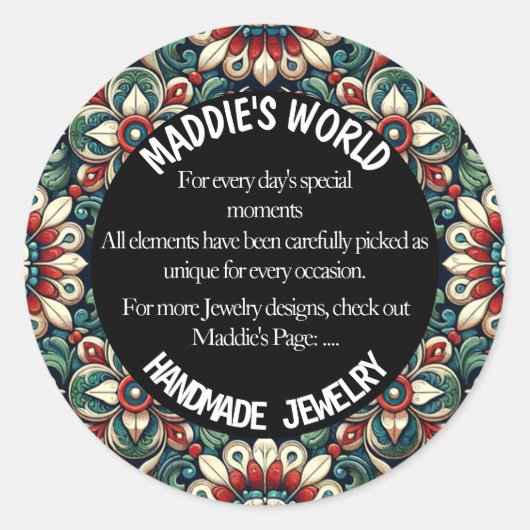 Handmade Jewelry Ronde Sticker (Voorkant)