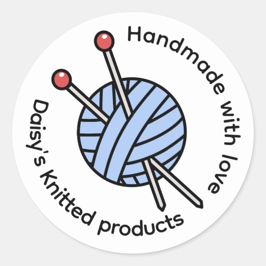 Handmade Knitting Personalized Ronde Sticker (Voorkant)