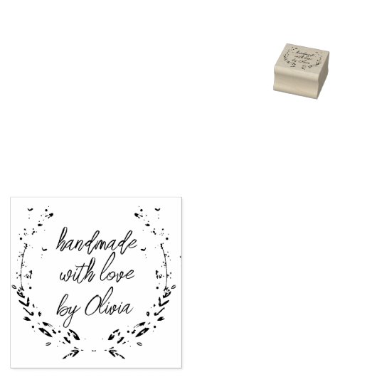 Handmade Lavender Hearts met grote rubberen stempe Rubberstempel (Gestempeld)