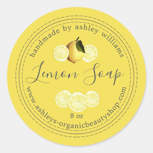 Handmade Lemon Soap Organic Business Ronde Sticker (Voorkant)