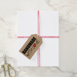 HANDMADE met liefde Rood hartstempel Cadeaulabel