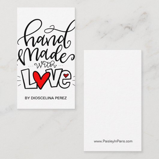 HANDMADE MET LOVE, VISITEKAARTJE (Voorkant / Achterkant)