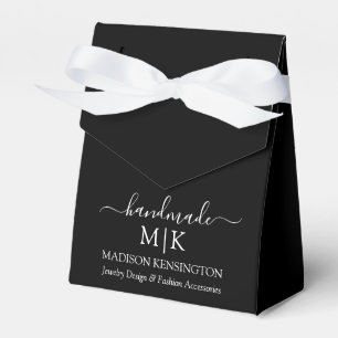 Handmade Monogram of voeg Logo Business Black toe Bedankdoosjes